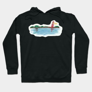 Watercolor Island Lighthouse Hoodie